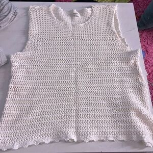 Aritzia Wilfred Cream Crochet Tank Top